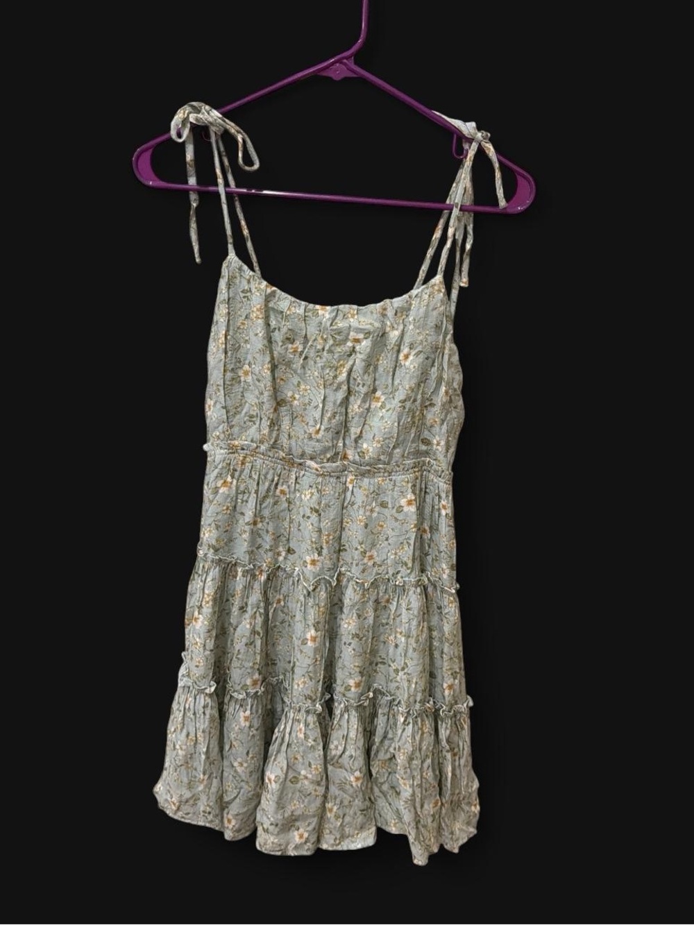 Altar’d State Light Sage Floral Tie-Shoulder Sundress